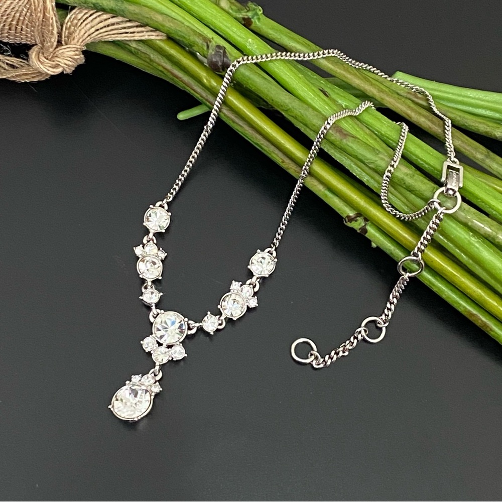 Givenchy Signed Silver-Tone Clear Rhinestones Cry… - image 1